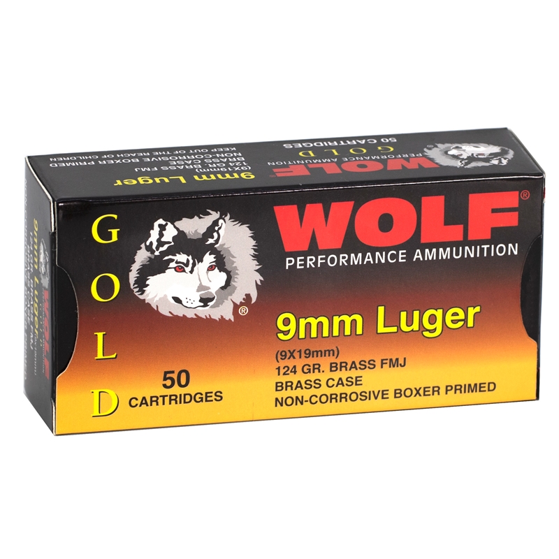 Wolf Gold 9mm Luger Ammo 124 Grain Full Metal Jacket 