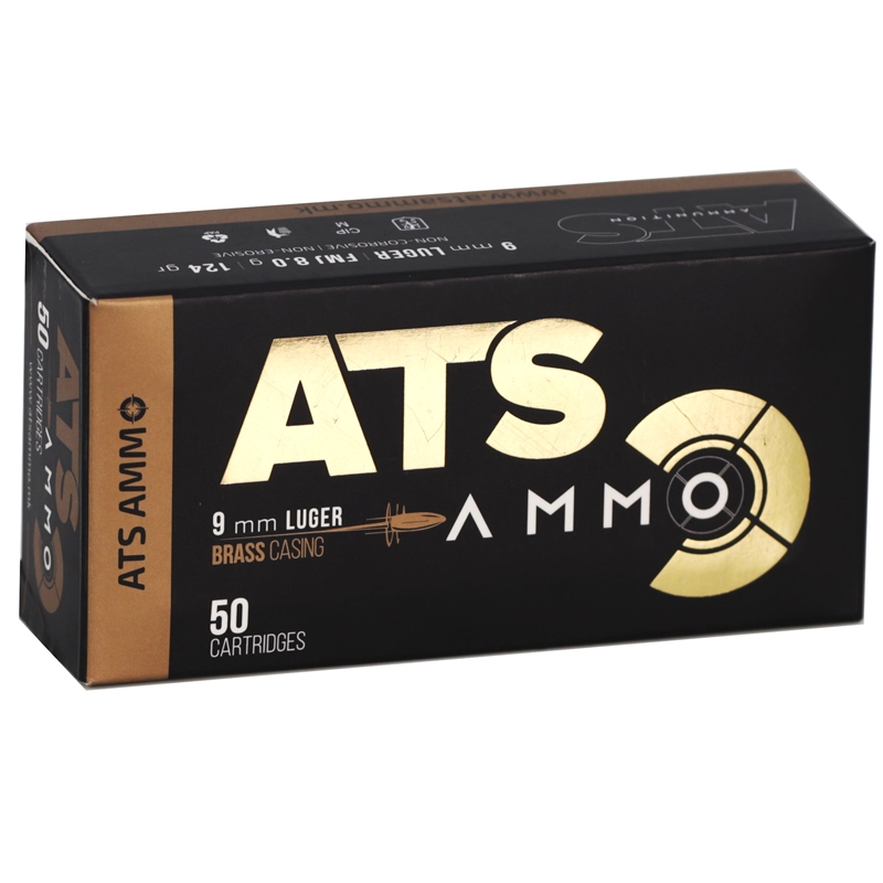 ATS 9mm Luger Ammo 124 Grain Full Metal Jacket 