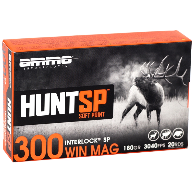 Ammo Inc Hunt SP 300 Winchester Magnum Ammunition 180 Grain InterLock - 300WM180SP-A20