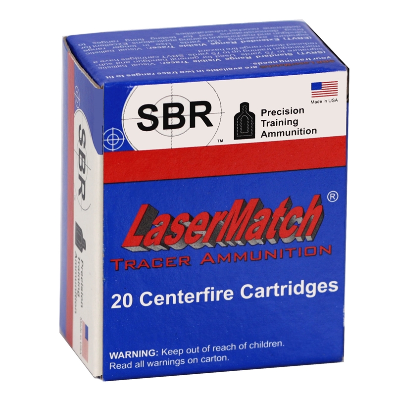 SBR LaserMatch Tracer 9mm Luger Ammunition 158 Grain Full Metal Jacket ERVT Subsonic - LM9158E-20