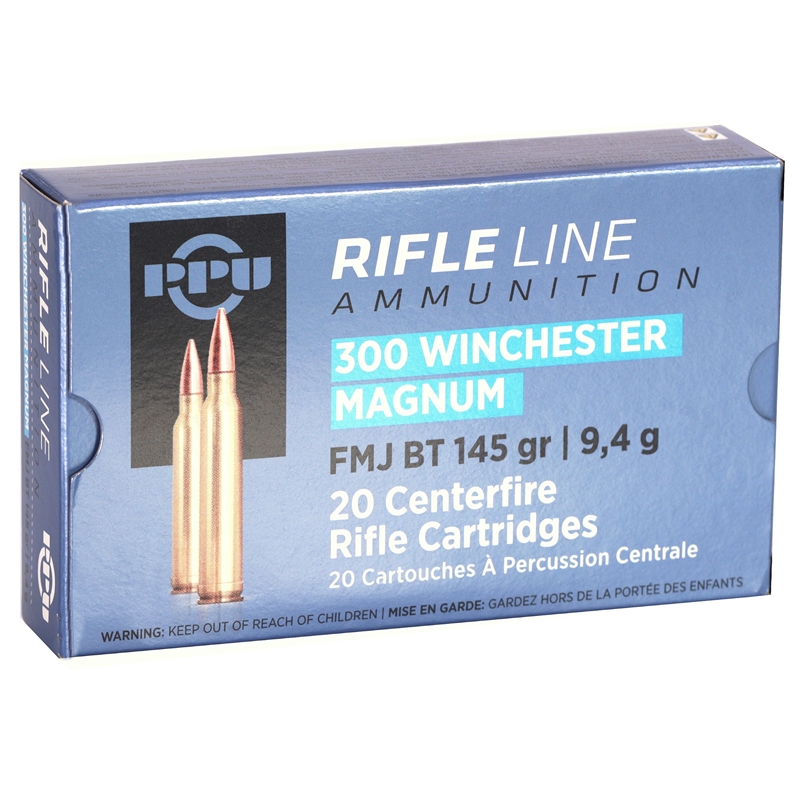 Prvi Partizan 300 Winchester Magnum Ammunition 145 Grain Full Metal Jacket  Boat Tail - PPU3WM