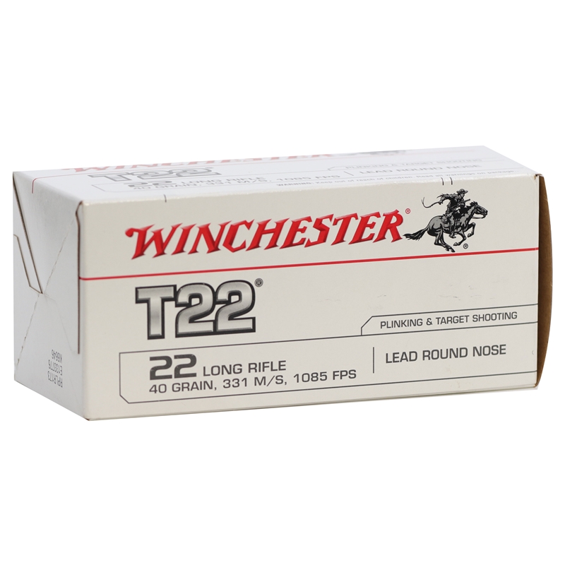 Winchester T22 22 Long Rifle Ammunition 40 Grain Lead Round Nose - WT22LRE