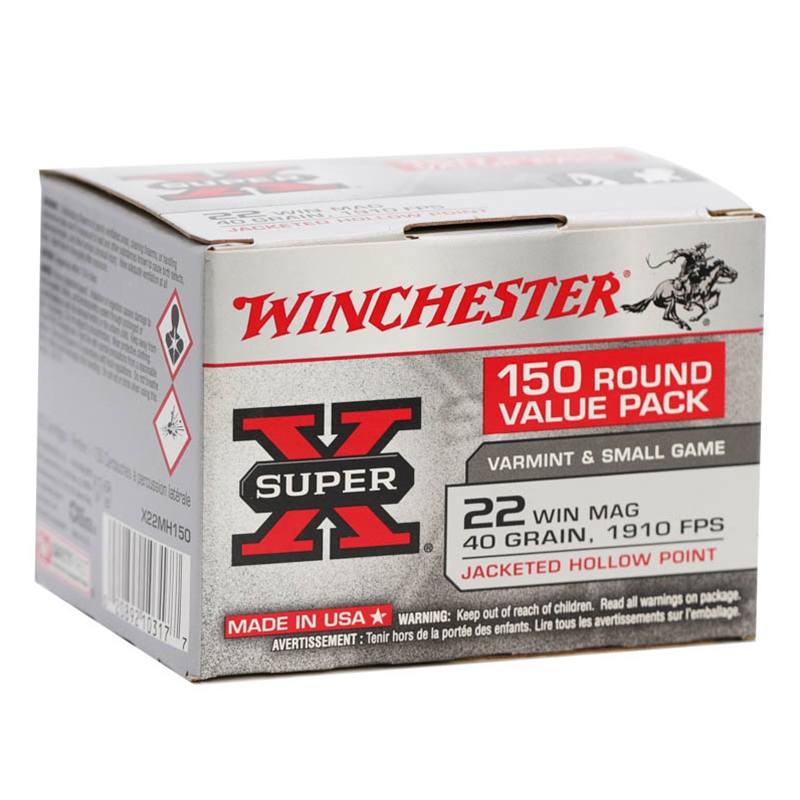 Winchester Super-X 22 WMR Ammo 40 Grain Jacketed Hollow Point - X22MH150