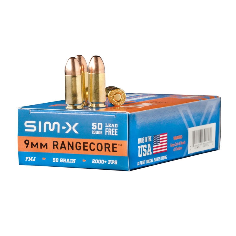 Sim-X Rangecore 9mm Ammunition 50 Grain Lead Free Full Metal Jacket - PN0950RC