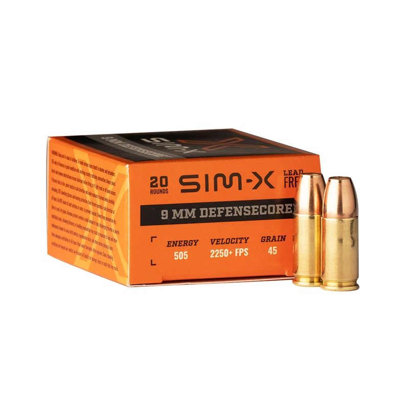 Sim-X Defensecore 9mm Ammunition 45 Grain Lead Free Hollow Point - PN0945DC