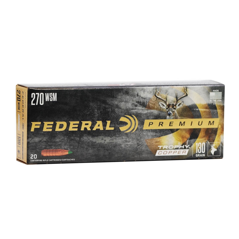 Federal Premium 270 WSM Ammunition 130 Grain Trophy Copper - P270WSMTC1