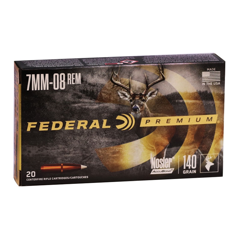 Federal Premium 7mm-08 Remington Ammunition 140 Grain Nosler AccuBond - P708A1