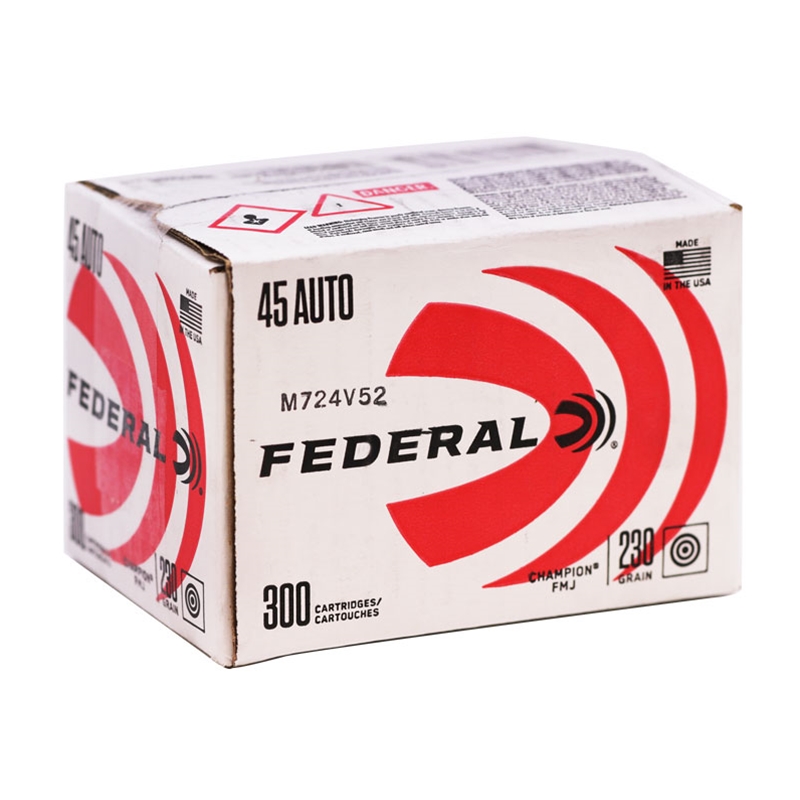 Federal Champion Training 45 ACP Ammunition 230 Grain Full Metal Jacket - C45230A300