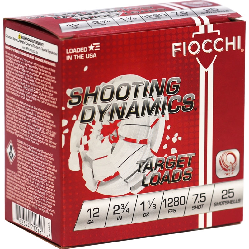 Fiocchi Shooting Dynamics 12 Gauge Ammunition 1-1/8 oz #7.5 Shot 250 Rounds - 12SDHV75