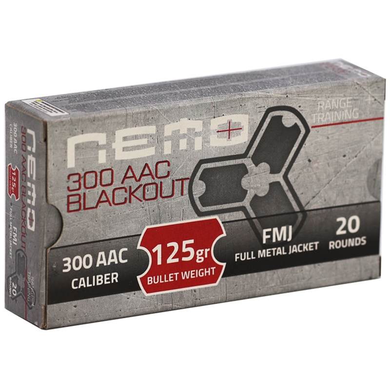 Nemo Arms 300 AAC Blackout Ammunition 125 Grain Full Metal Jacket - NA-RT-300BLK-125FMJ-PPU