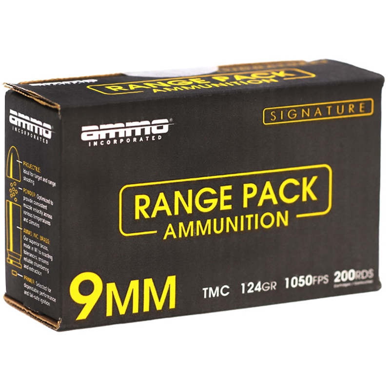 Ammo Inc. Signature 9mm Luger Ammunition 124 Grain Full Metal Case - 9124TMC-A200