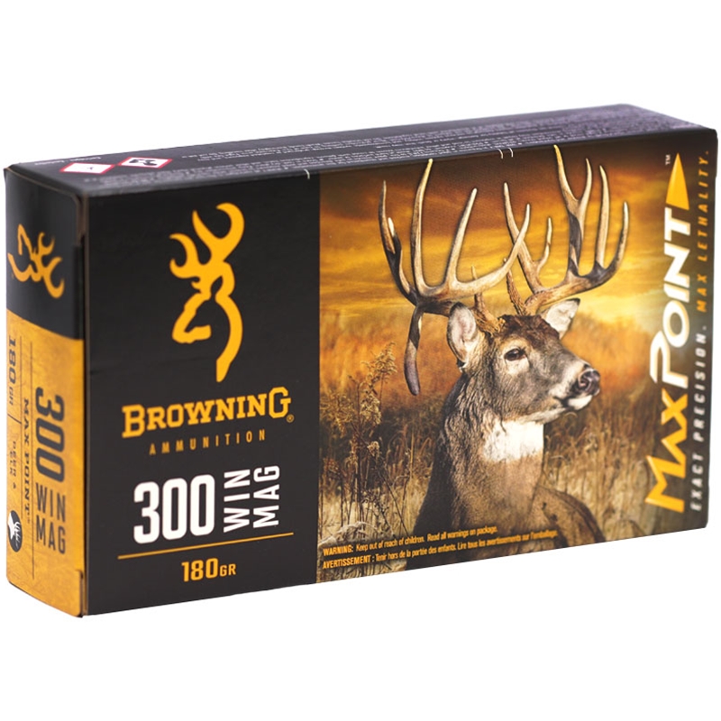 Browning Max Point 300 Winchester Magnum Ammunition 180 Grain Max Point Bullet - B192103002