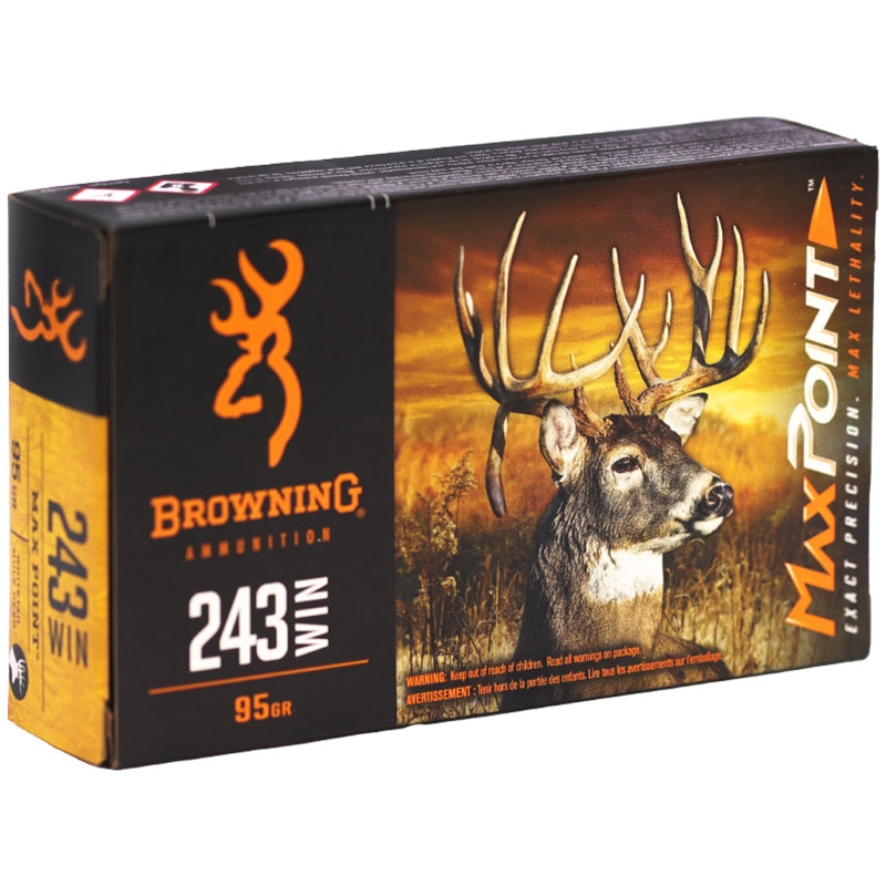 Browning Max Point 243 Winchester Ammunition 95 Grain Polymer Tip - B192102432