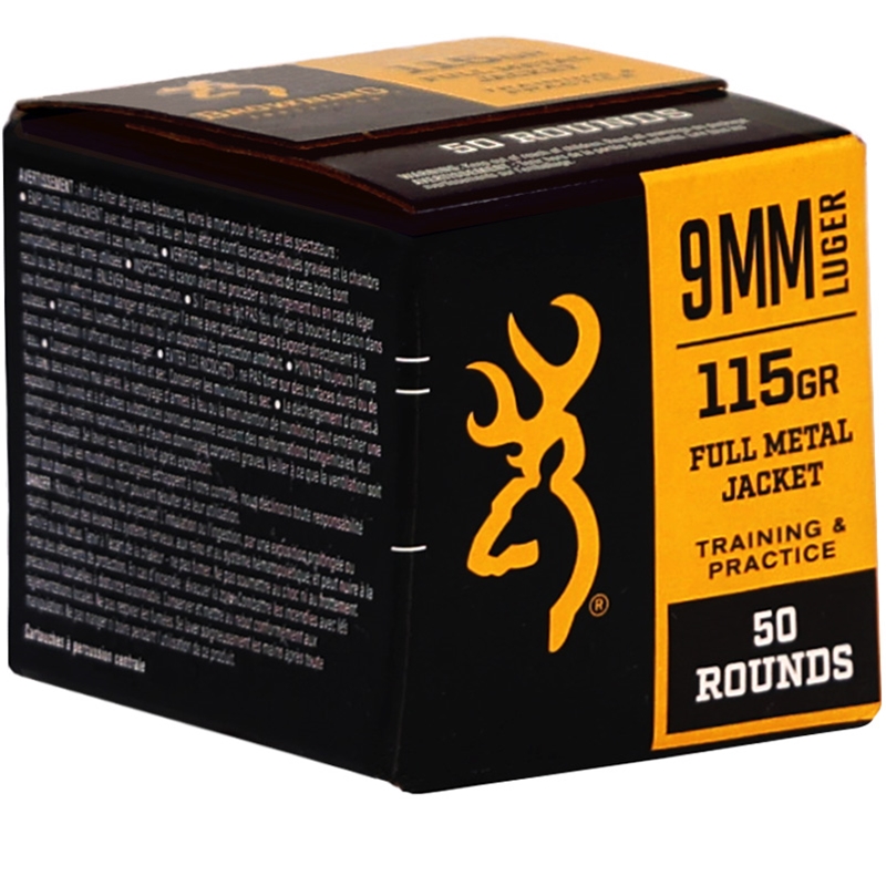 Browning Training and Practice 9mm Ammo 115 Grain Full Metal Jacket - B191800093
