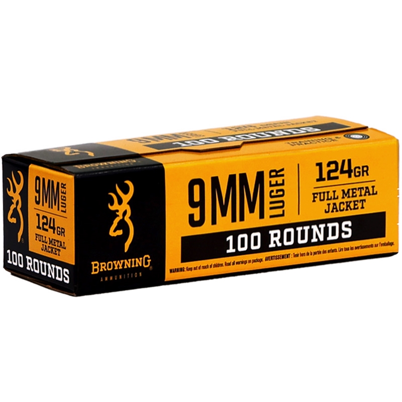 Browning Training & Practice 9mm Luger Ammunition 124 Grain Full Metal Jacket - B9MM124VP