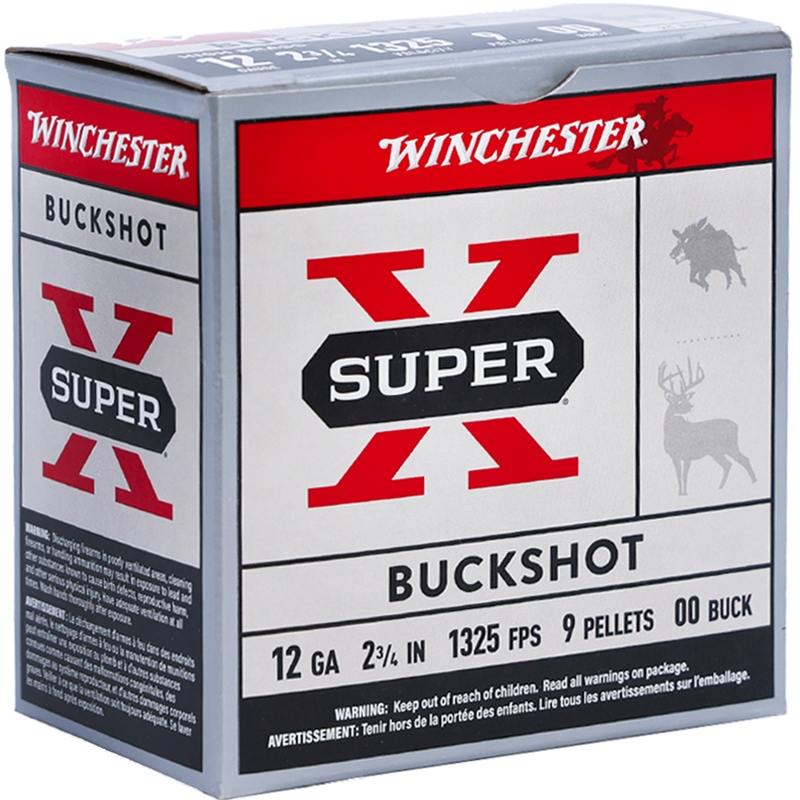 Winchester Super-X 12 Gauge Ammunition 2-¾” 00 Buckshot 9 Pellets VP - XB1200VP25