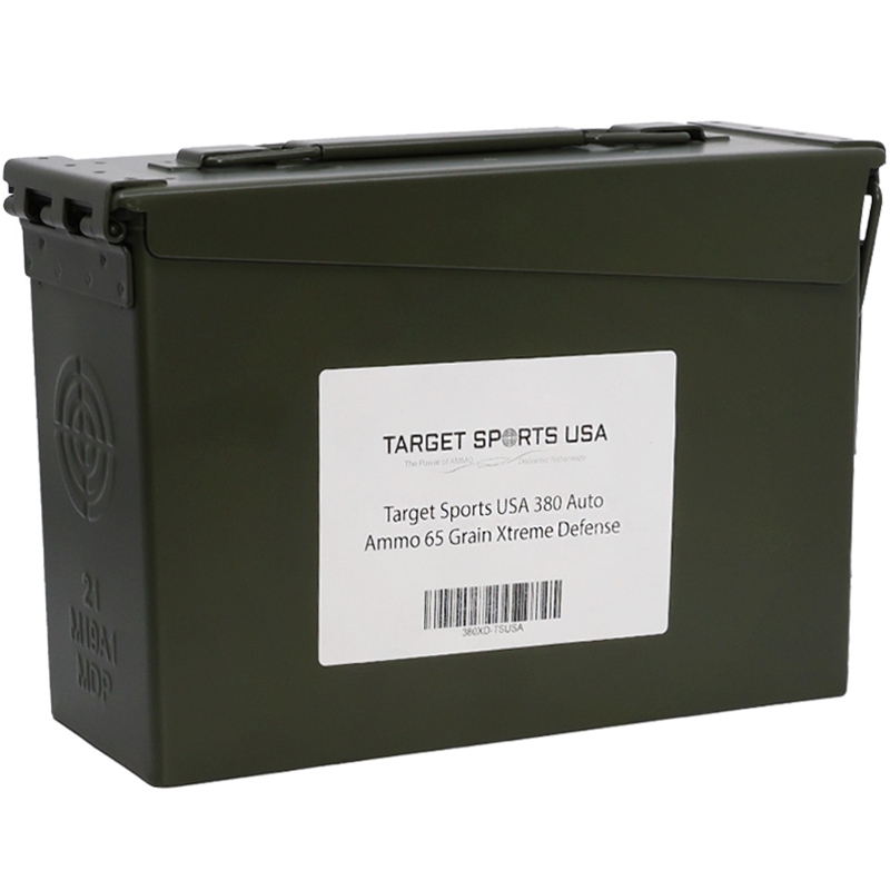 Target Sports USA 380 Auto Ammunition 65 Grain Xtreme Defense Can of 500  - 380XD-TSUSA