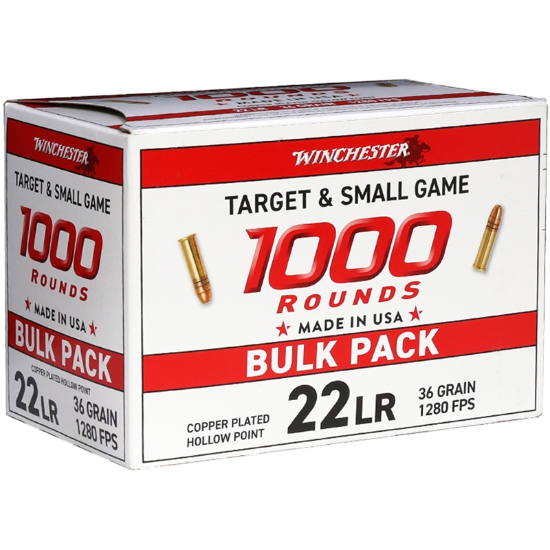 Winchester Target & Small Game 22 LR Ammunition 36 Grain Copper Plated Hollow Point - 22LR1KHP