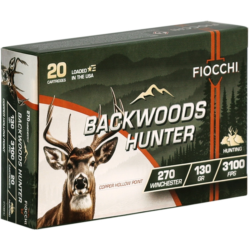 Fiocchi Backwoods Hunter 270 Winchester Ammo 130 Grain Copper Hollow Point - 270BHC