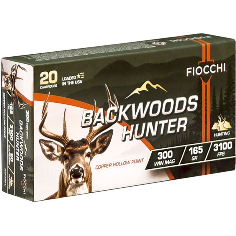 Fiocchi Backwoods Hunter 300 Winchester Magnum Ammo 165 Grain Copper Hollow Point - 300WMBHC