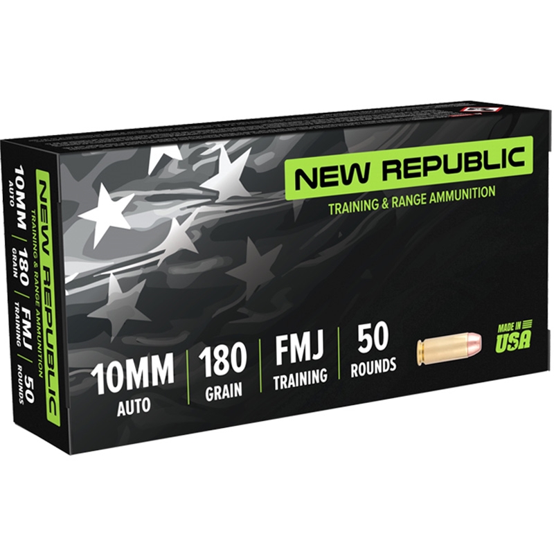 New Republic Training & Range 10 mm Ammunition 180 Grain Full Metal Jacket - NR1018050