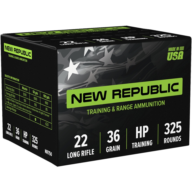 New Republic Training & Range 22 LR Ammunition 36 Grain Hollow Point - NR750