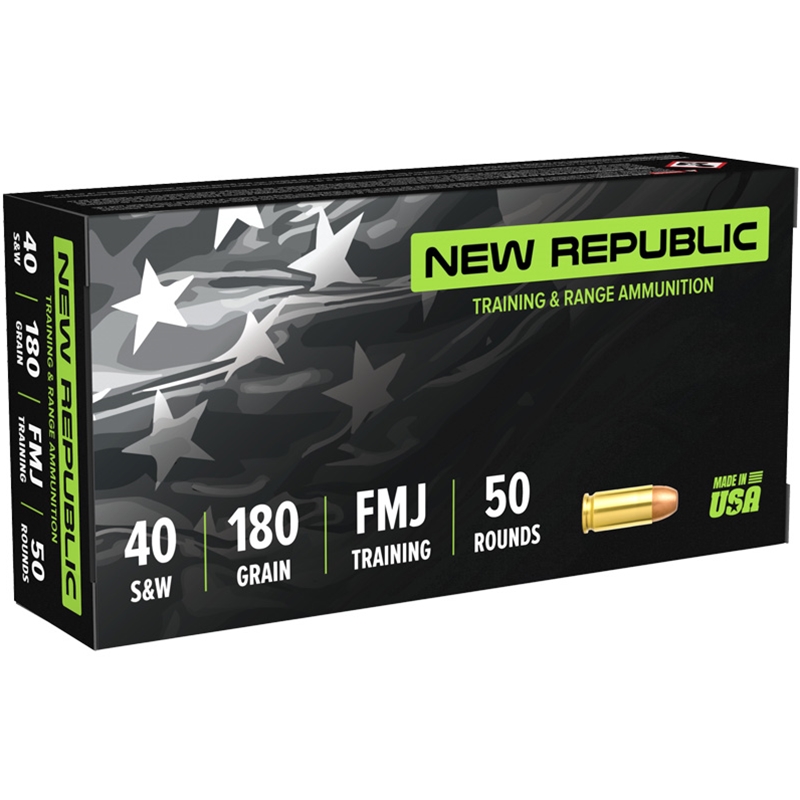 New Republic Training & Range 40 S&W Ammunition 180 Grain Full Metal Jacket - NR4018050