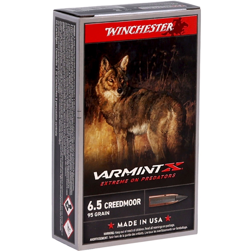 Winchester Varmint X 6.5 Creedmoor Ammunition 95 Grain Extreme Point Polymer Tip - X65PXP