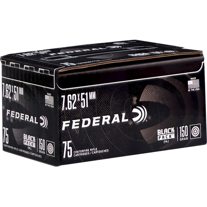 Federal Black Pack 7.62x51mm NATO Ammo 150 Grain Full Metal Jacket - FCM80BF