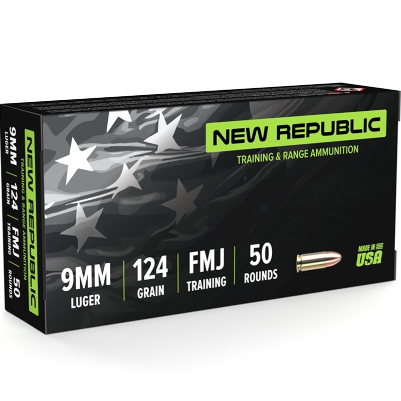 New Republic Training and Range 9mm Luger Ammunition 124 Grain Full Metal Jacket - NR912450