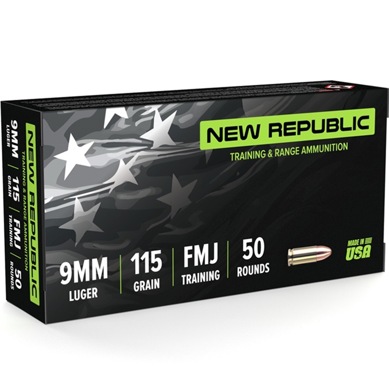 New Republic Training and Range 9mm Luger Ammunition 115 Grain Full Metal Jacket - NR911550