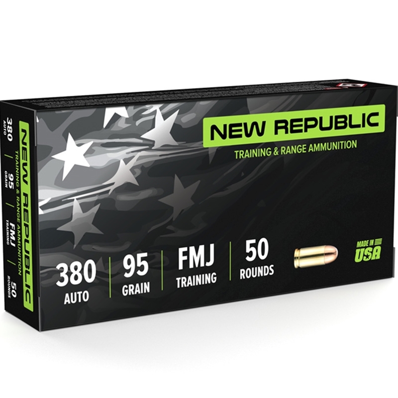 New Republic Training and Range 380 ACP Ammunition 95 Grain Full Metal Jacket - NR3809550 