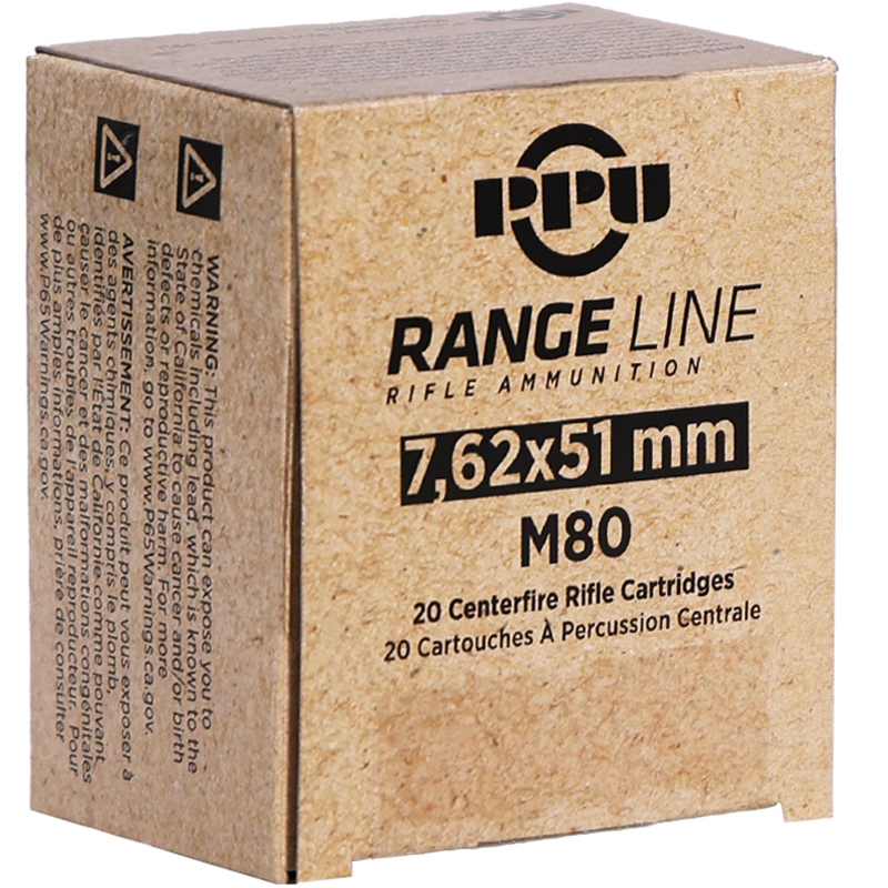Prvi Partizan Range Line 7.62x51mm Ammunition 145 Grain Full Metal Jacket - PPR751