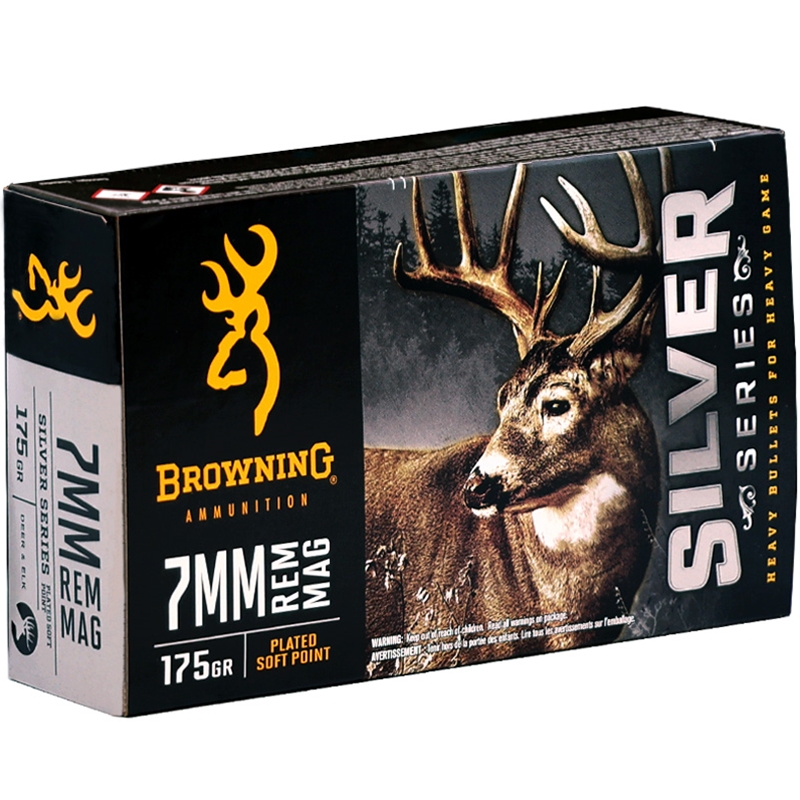 Browning Silver Series 7mm Remington Magnum Ammo 175 Grain Plated Soft Point - B192600071