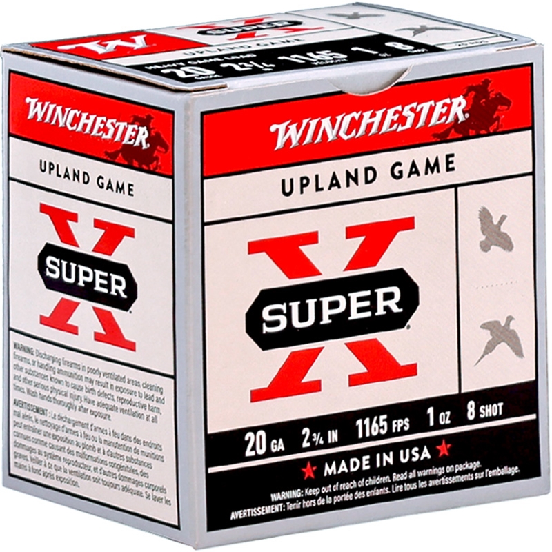 Winchester Super-X 20 Gauge Ammo 2 3/4″ 1 oz #8 Lead Shot - XU20H8