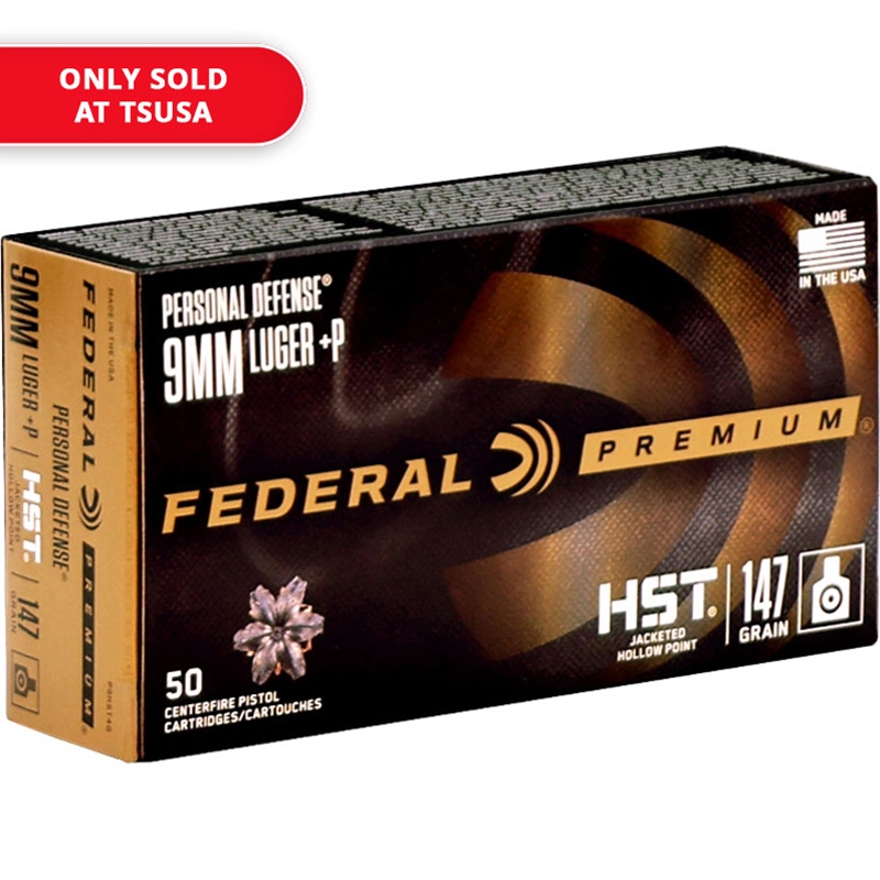Federal Personal Defense 9mm +P Ammo 147 Grain HST Jacketed Hollow Point - P9HST4G
