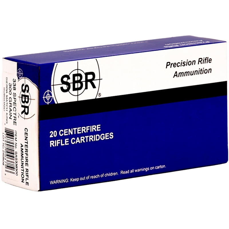 SBR 338 Spectre Ammo 300 Grain Sierra Match King Subsonic - SAS338300
