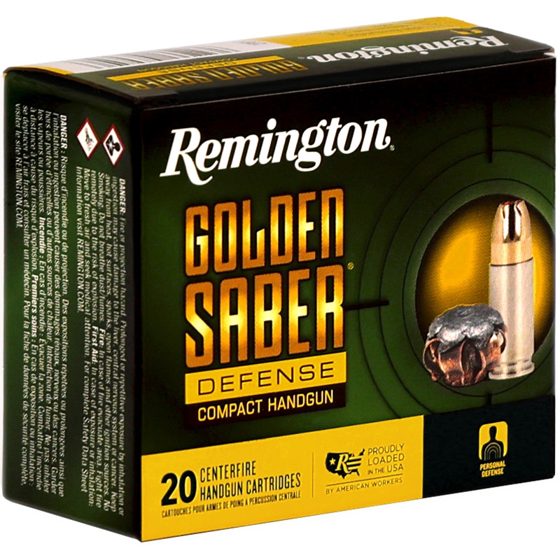 Remington Golden Saber 9mm Ammo 124 Grain Brass Jacketed Hollow Point - 27613