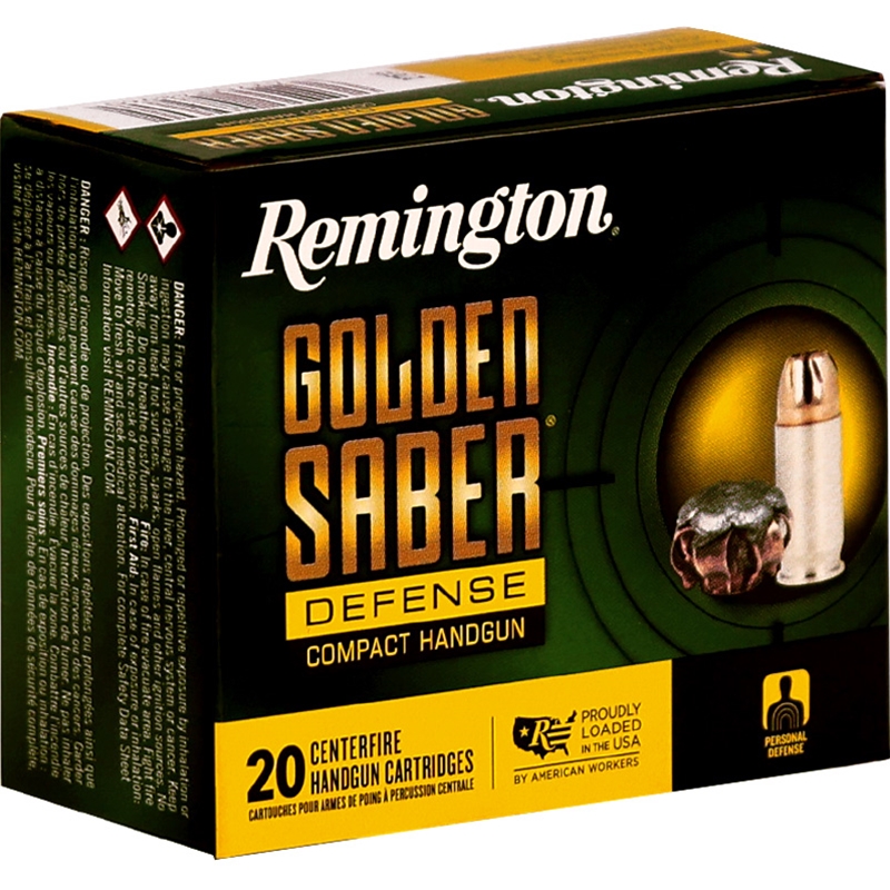 Remington Golden Saber 380 Auto Ammo 102 Grain Brass Jacketed Hollow Point - 27615
