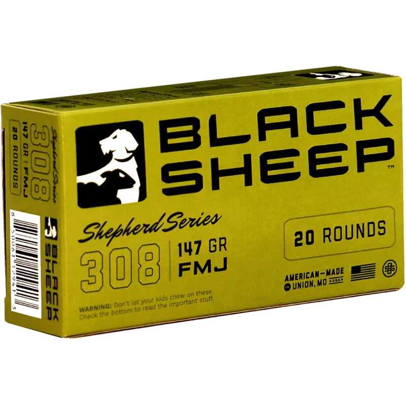 Black Sheep Shepherd Series 308 Winchester Ammo 147 Grain Full Metal Jacket - 308147GFMJ20