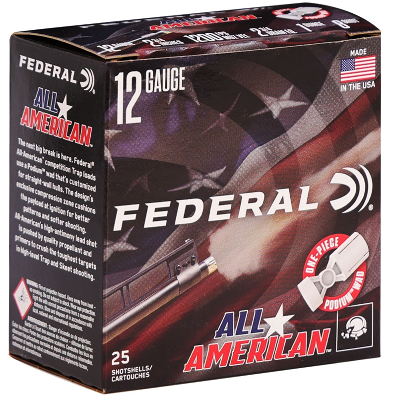 Federal All American 12 Gauge Ammo 2 3/4" 1 oz #8 Lead Shot 410 Pellets - FAA12L1 8