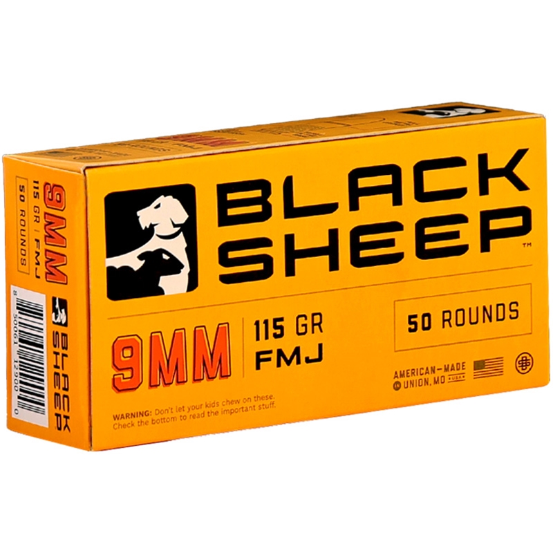 Black Sheep 9mm Ammo 115 Grain Full Metal Jacket - 9115GFMJ50