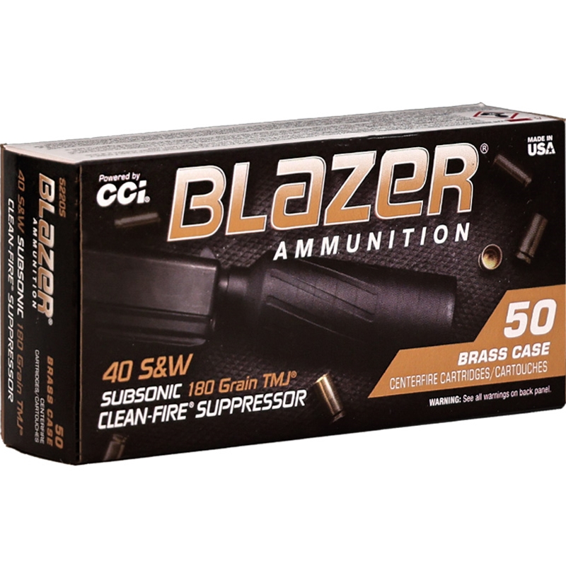 CCI Blazer Brass 40 S&W Ammo 180 Grain Total Metal Jacket - 5220S