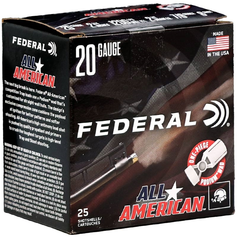 Federal All American 20 Gauge Ammo 2 3/4