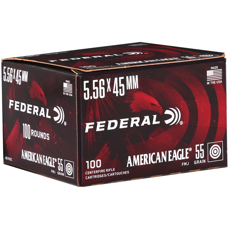 Federal American Eagle 5.56x45mm NATO Ammo 55 Grain Full Metal Jacket - AE193C