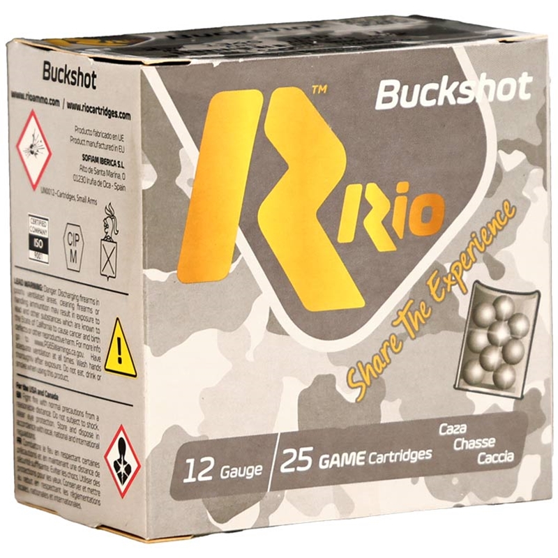 Rio 12 Gauge Ammo 2 3/4 1 Buckshot 12 Pellets - RB121225