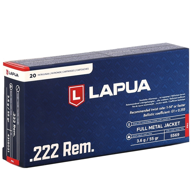 Lapua 222 Remington Ammo 55 Grain Full Metal Jacket - 4315021