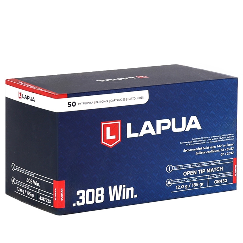 Lapua 308 Winchester Ammo 185 Grain Open Tip Match - 4317523