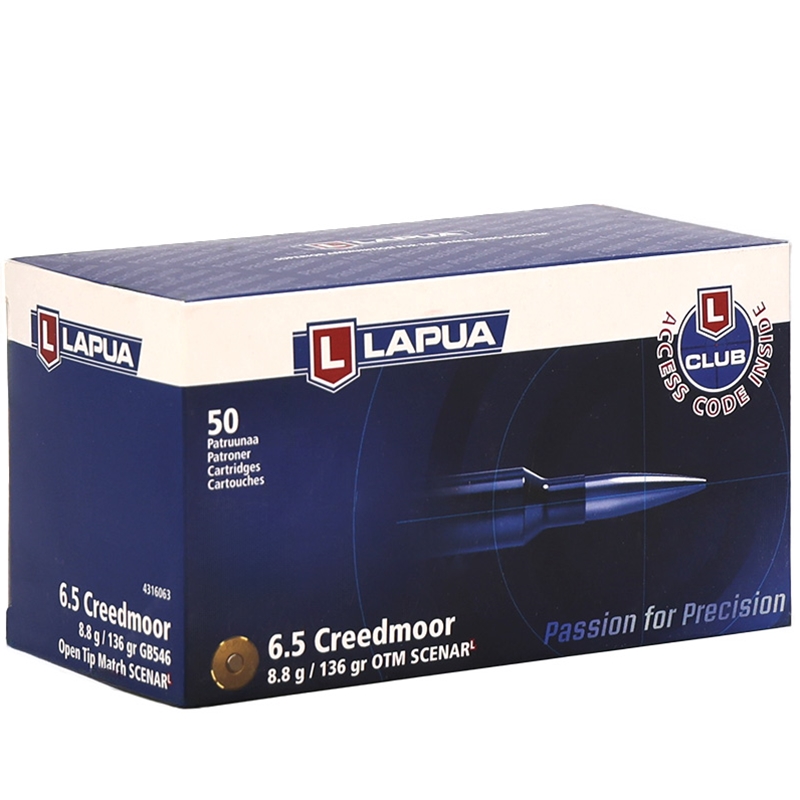 Lapua 6.5mm Creedmoor Ammo 136 Grain Open Tip Match - 4316063