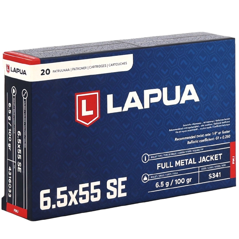 Lapua 6.5x55mm Ammo 100 Grain Full Metal Jacket - 4316033